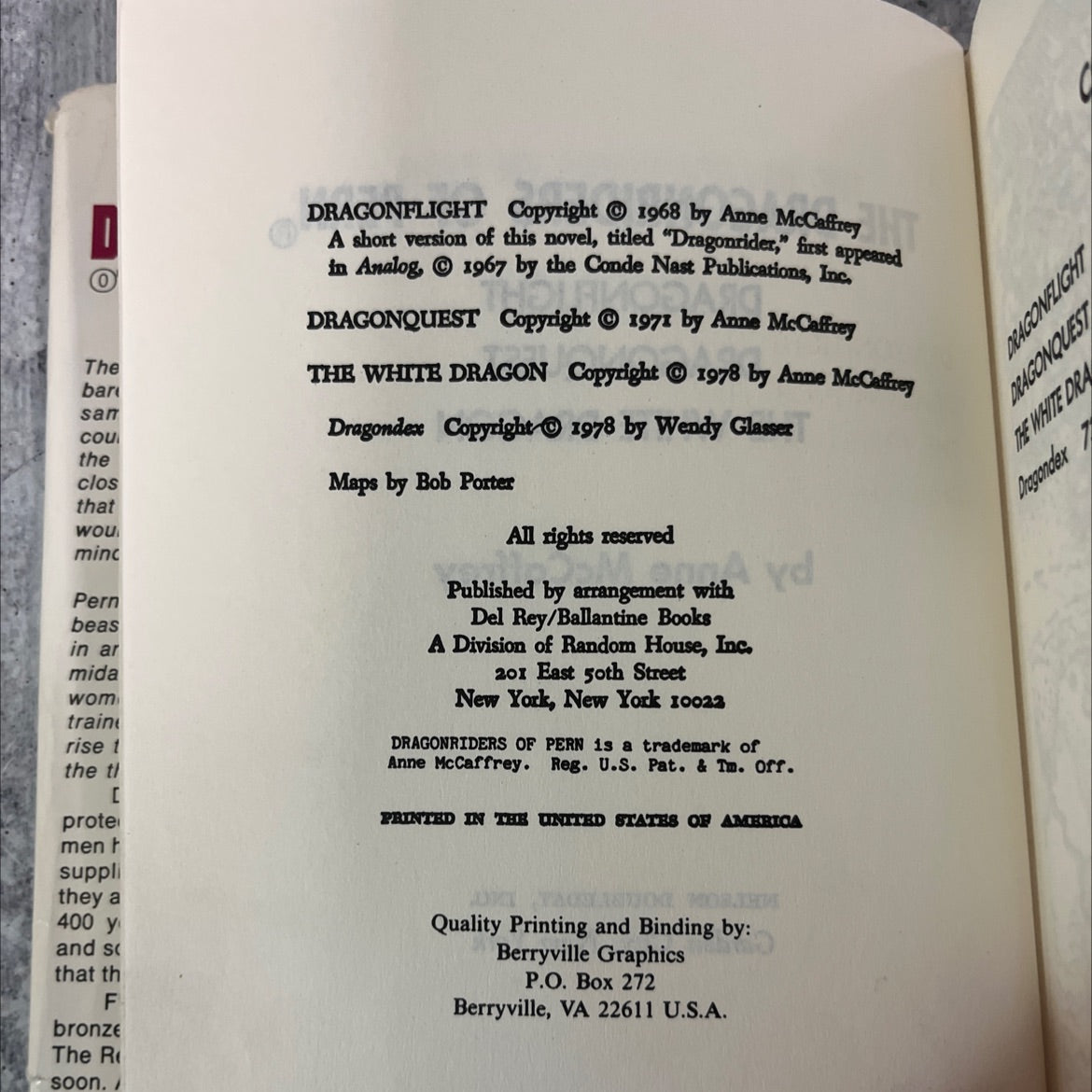 the dragonriders of pern dragonflight dragonquest the white dragon book, by Anne McCaffrey, 1978 Hardcover image 3