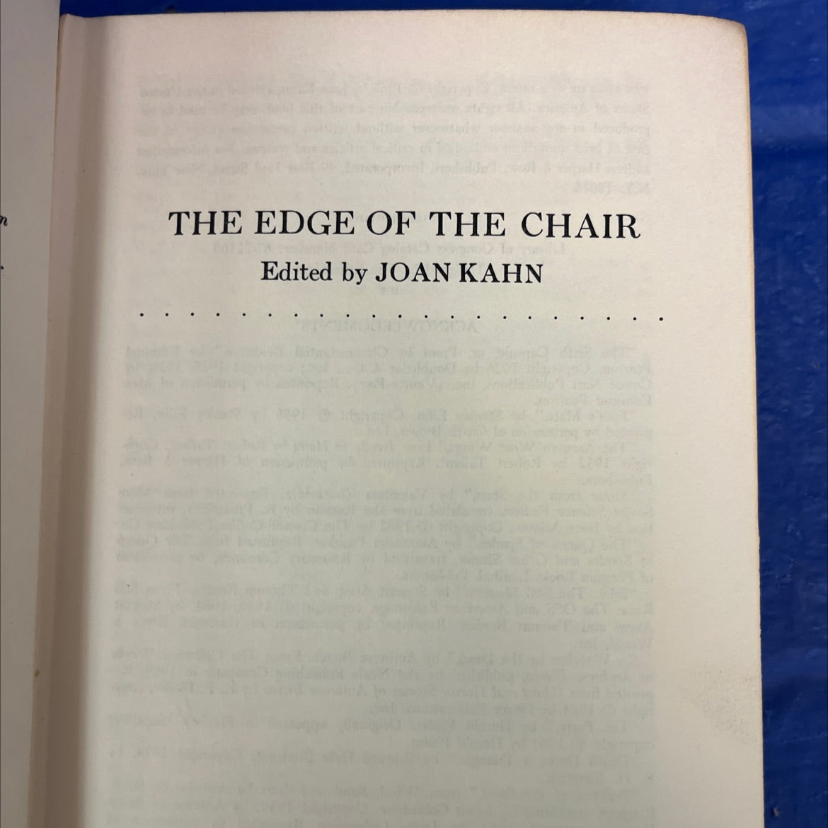 the edge of the chair book, by joan kahn, 1967 Hardcover image 2