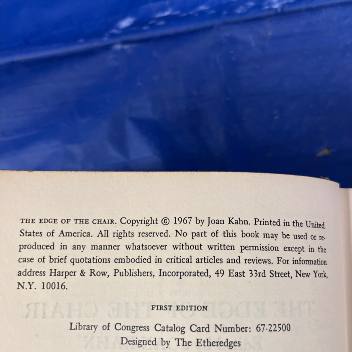 the edge of the chair book, by joan kahn, 1967 Hardcover image 3