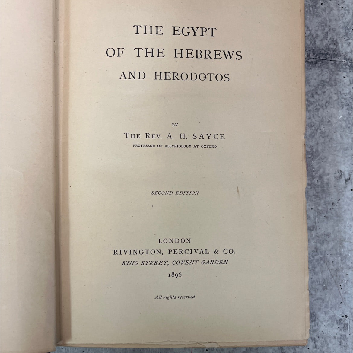 the egypt of the hebrews and herodotos book, by the rev. a. h. sayce, 1896 Hardcover, Antique image 3