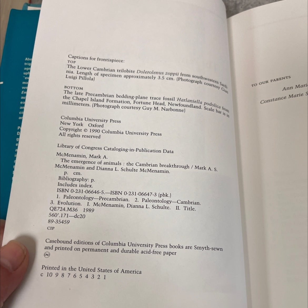 the emergence of animals: the cambrian breakthrough book, by Mark A. S. McMenamin and Dianna L. Schulte McMenamin, 1990 image 3