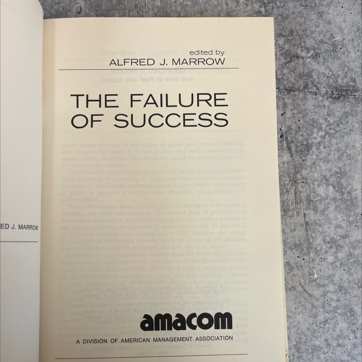 the failure of success book, by ed j. marrow, 1972 Hardcover image 2