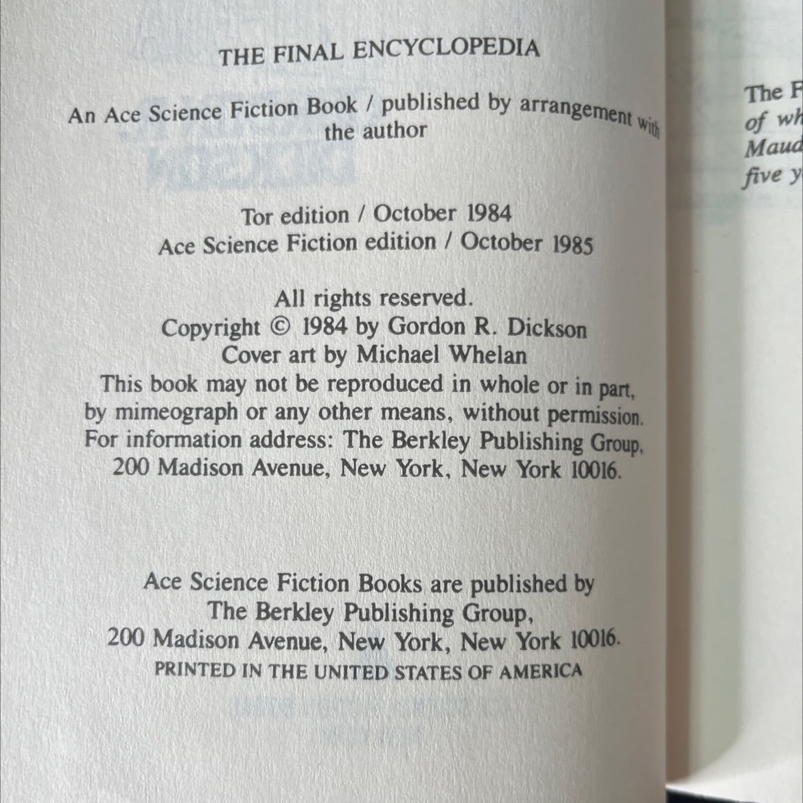 the final encyclopedia book, by gordon r. dickson, 1985 Hardcover, Vintage image 3