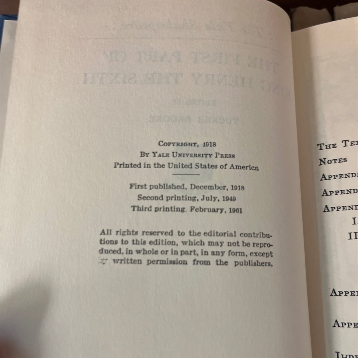 Yale Shakespeare Set 14  - the first part of king henry the sixth book, by tucker brooke, 1918 Hardcover image 3