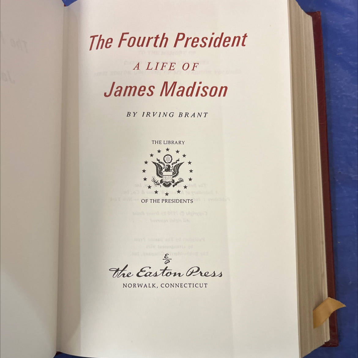 the fourth president a life of james madison book, by irving brant, 1970 Leather image 2