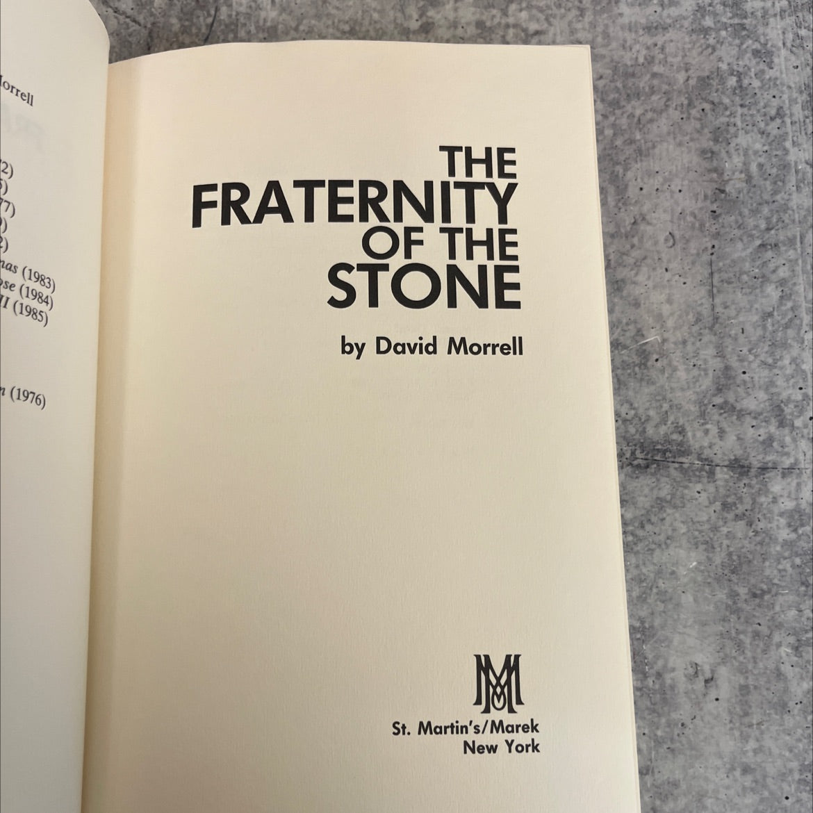 the fraternity of the stone book, by David Morrell, 1985 Hardcover image 2