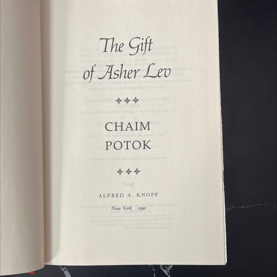 the gift of asher lev book, by chaim potok, 1990 Hardcover image 2