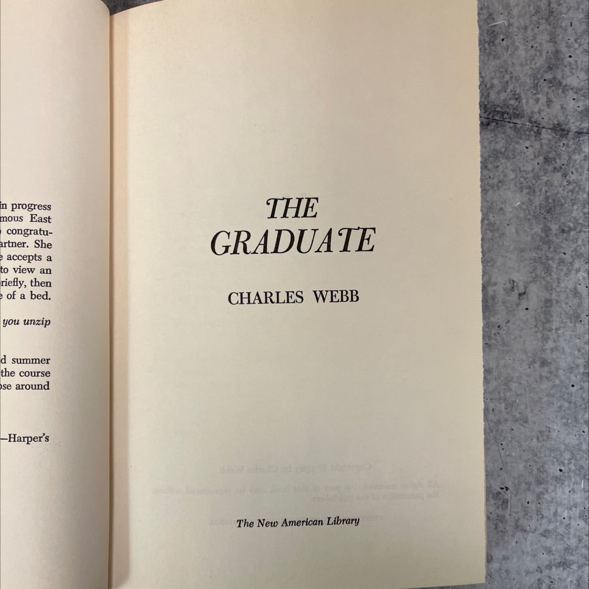 the graduate book, by charles webb, 1963 Hardcover, Vintage image 2