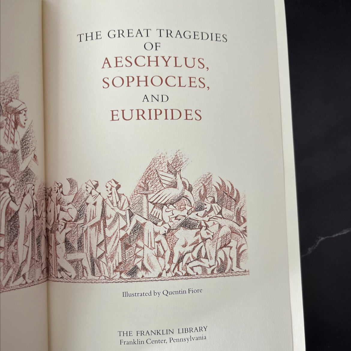 the great tragedies of aeschylus, sophocles, and euripides book, by unknown, 1959 Leather, Vintage image 2