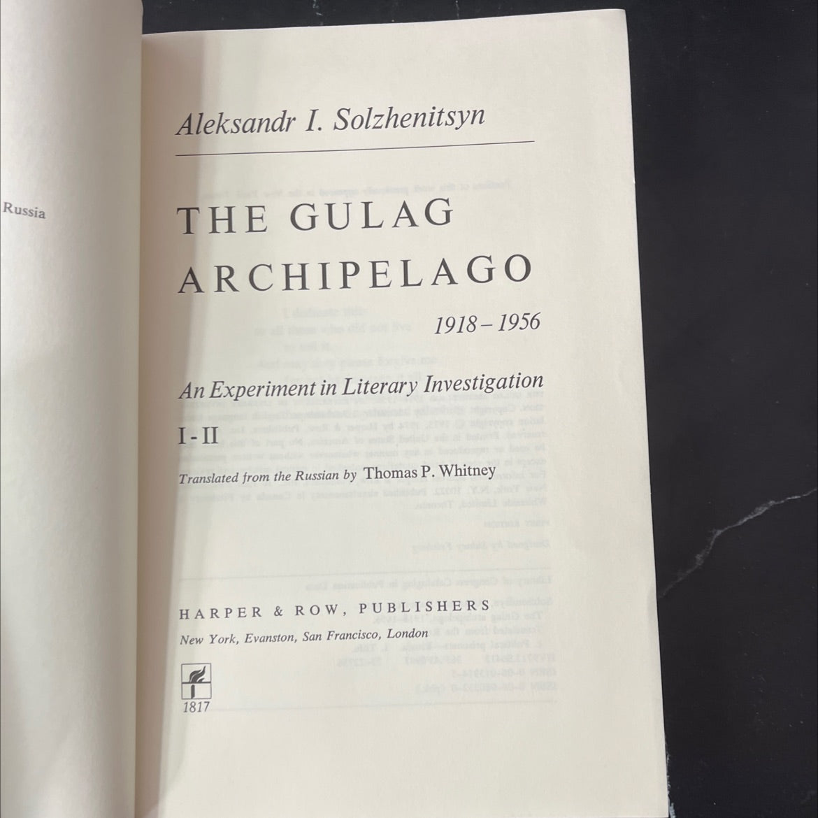 the gulag archipelago 1918-1956: an experiment in literary investigation book, by aleksandr i. solzhenitsyn, 1974 image 2