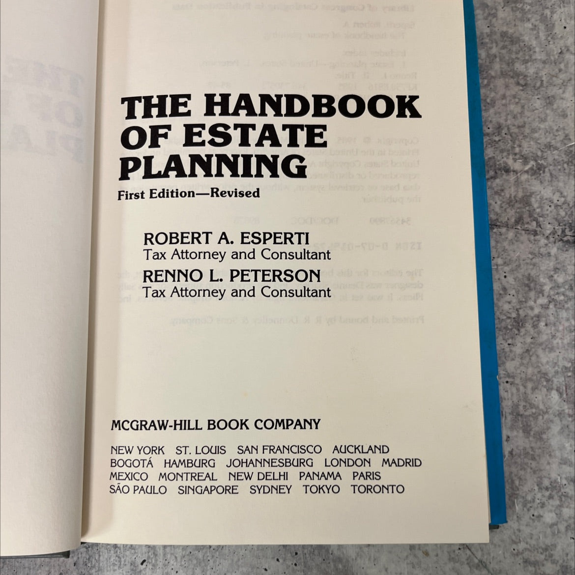 SIGNED the handbook of estate planning book, by robert a. esperti, renno l. peterson, 1985 Hardcover, First Edition image 2