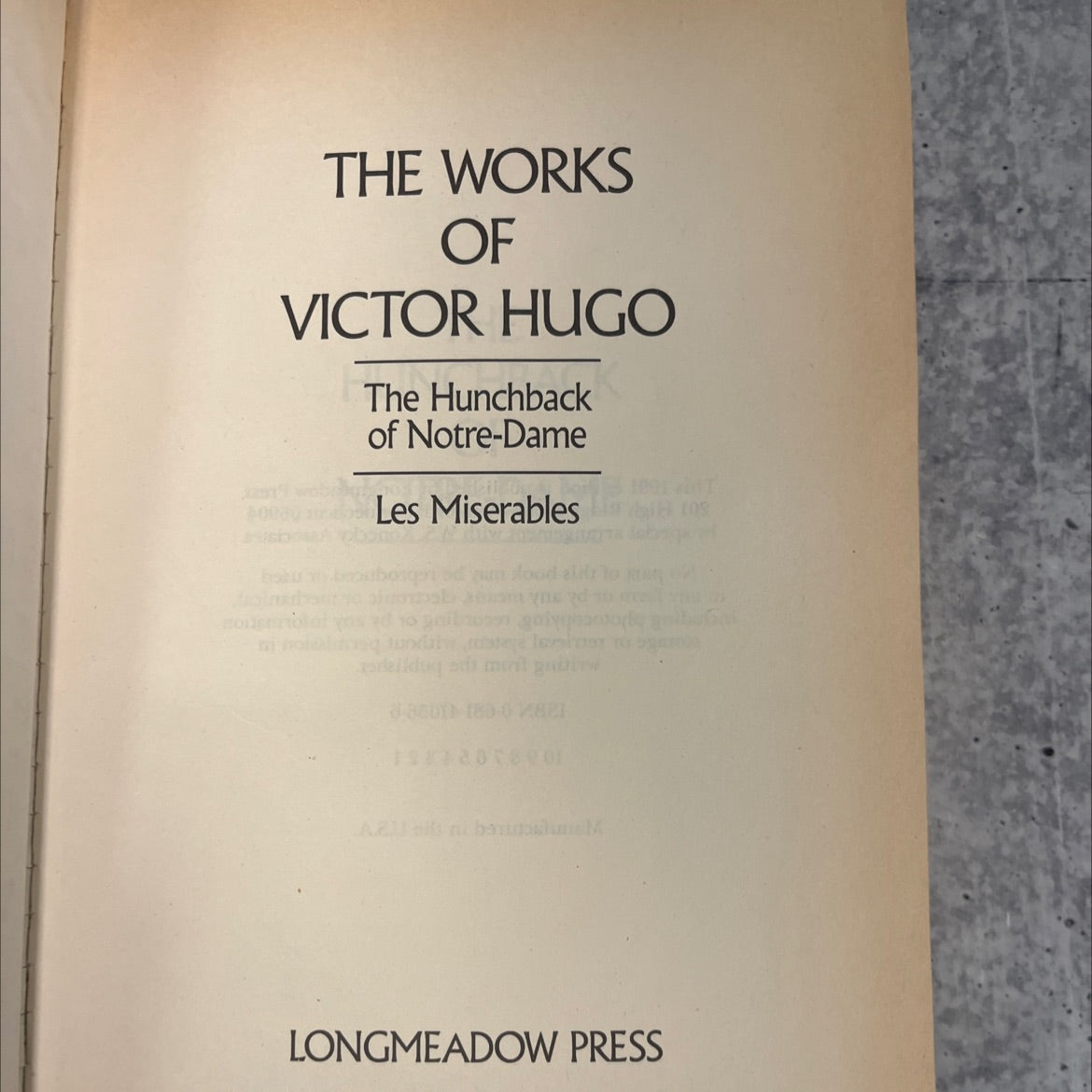 the hunchback of notre-dame les miserables book, by victor hugo, 1991 Hardcover image 2