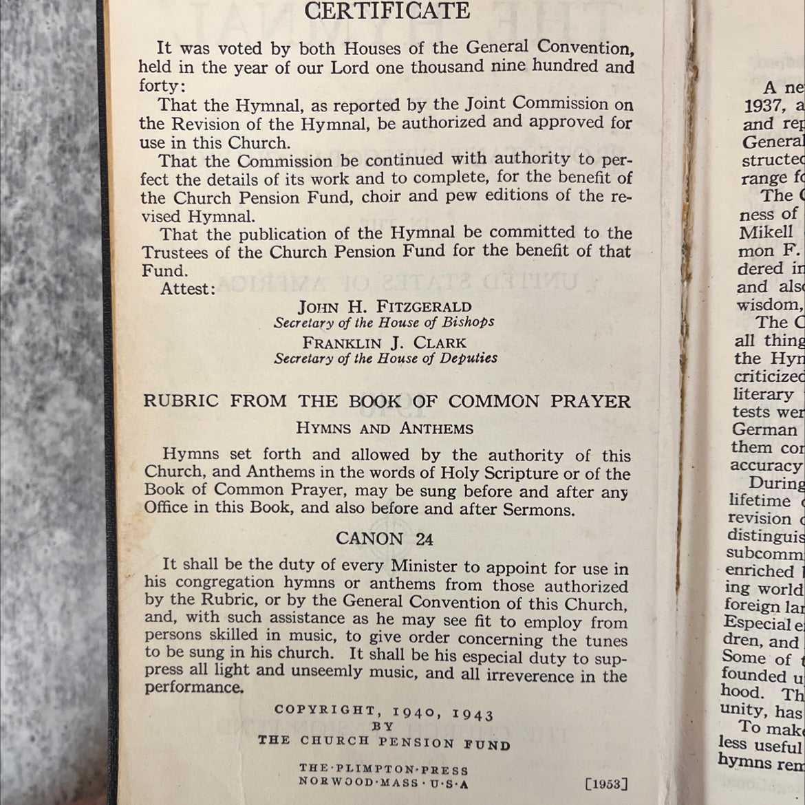 the hymnal of the protestant episcopal church book, by unknown, 1940 Hardcover, Vintage image 3