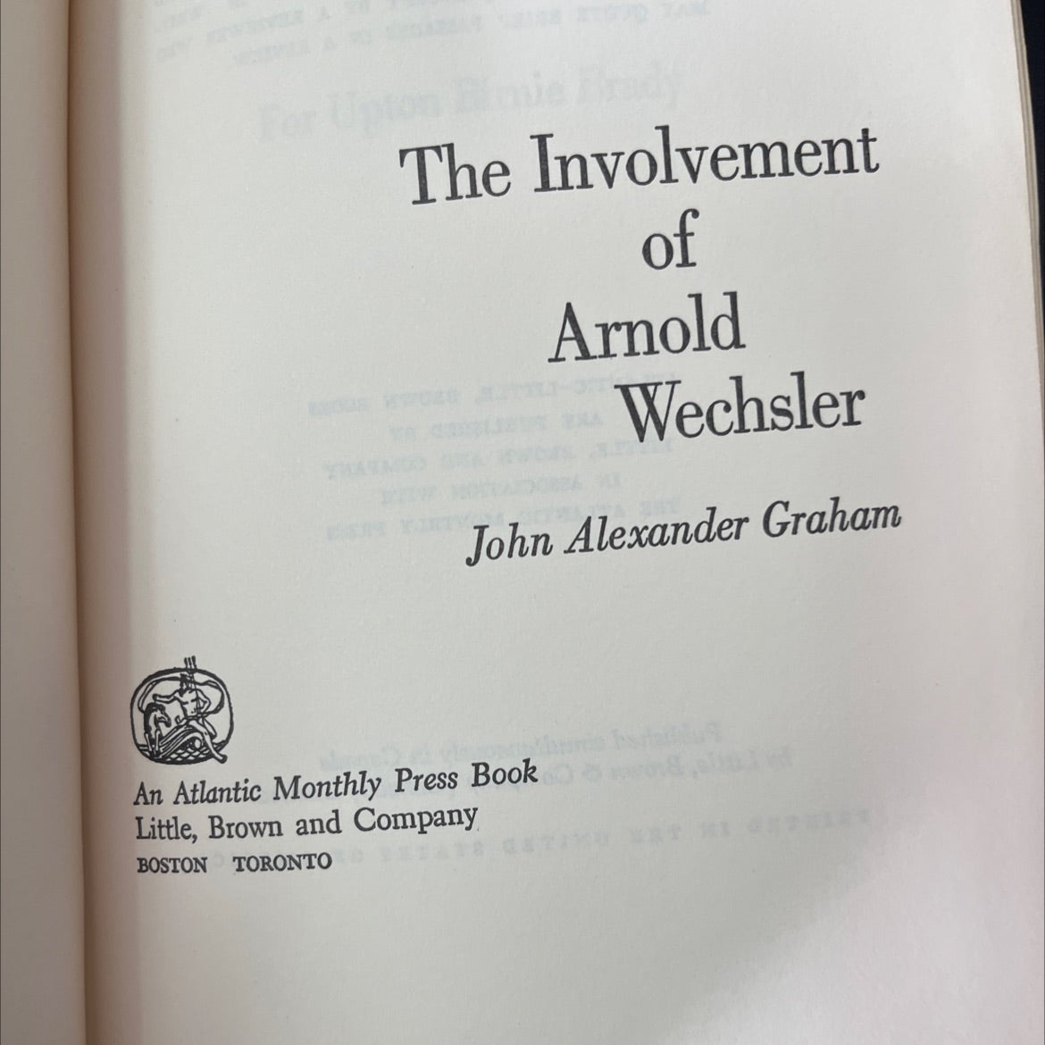 the involvement of arnold wechsler book, by john alexander graham, 1971 Hardcover, Vintage image 2