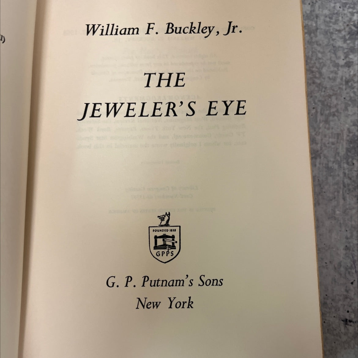 the jeweler's eye book, by william f. buckley, jr., 1968 Hardcover, First Edition, Vintage image 2