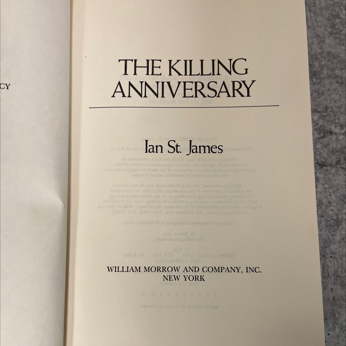 the killing anniversary book, by Ian St. James, 1984 Hardcover, First Edition image 2