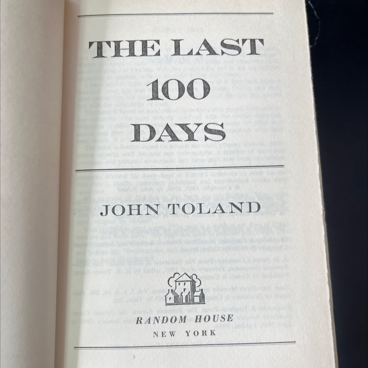 the last 100 days book, by john toland, 1966 Hardcover, Vintage image 2