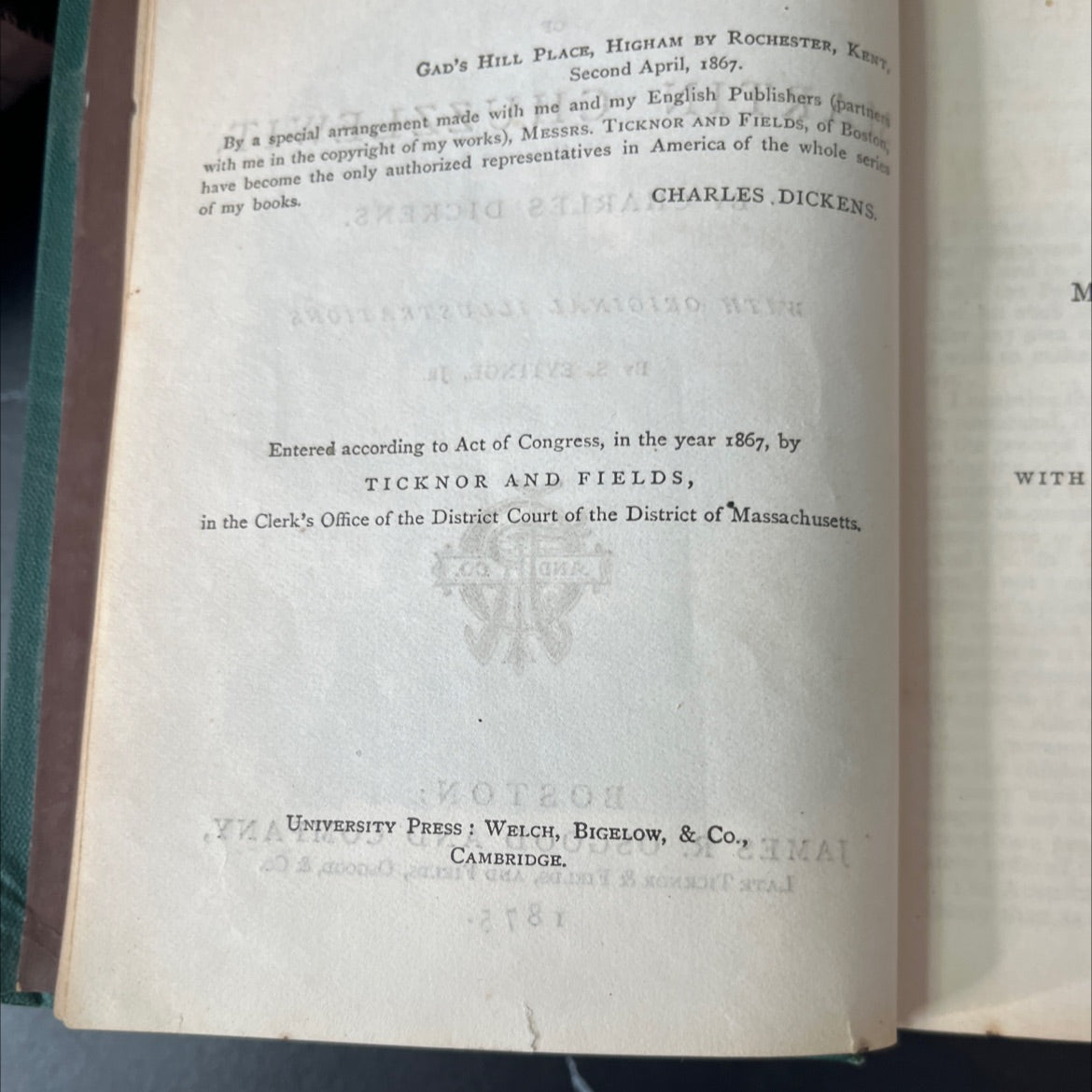 the life and adventures of jh d martin chuzzlewit book, by charles dickens, 1875 Hardcover, Rare, Antique image 3