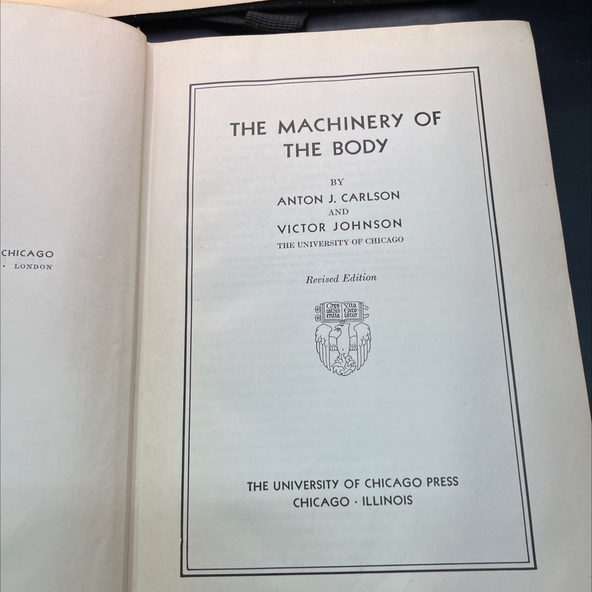 the machinery of the body book, by anton j. carlson and victor johnson, 1941 Hardcover image 2