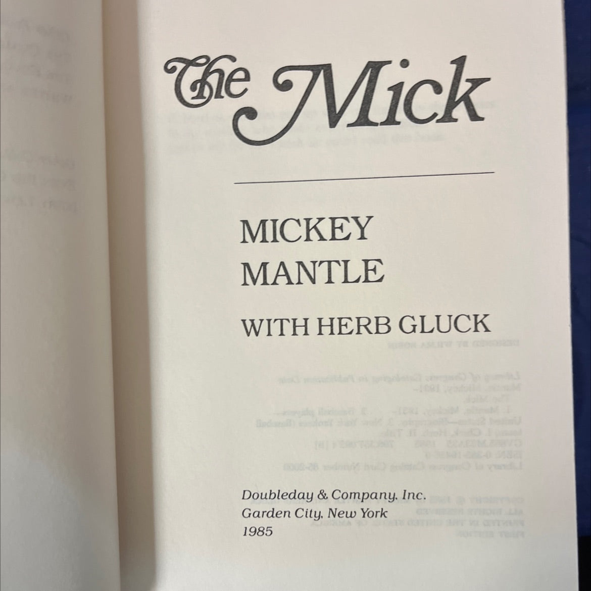 the mick book, by mickey mantle, 1985 Hardcover, First Edition image 2