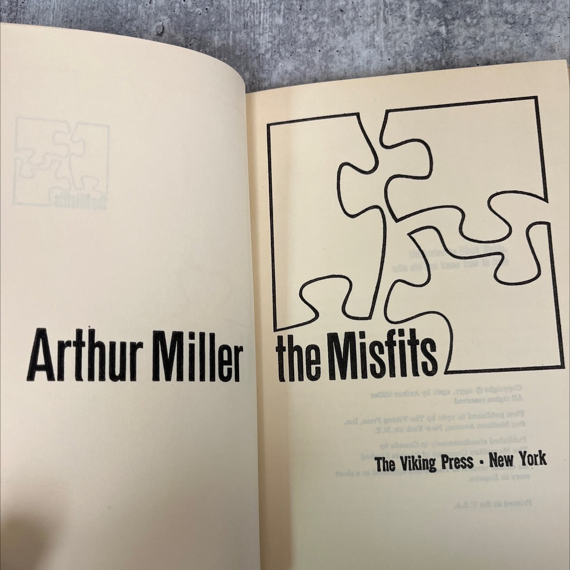 the misfits book, by Arthur Miller, 1961 Hardcover image 2