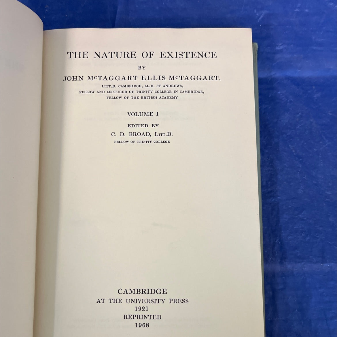 the nature of existence book, by john mctaggart ellis mctaggart, 1968 Hardcover image 2