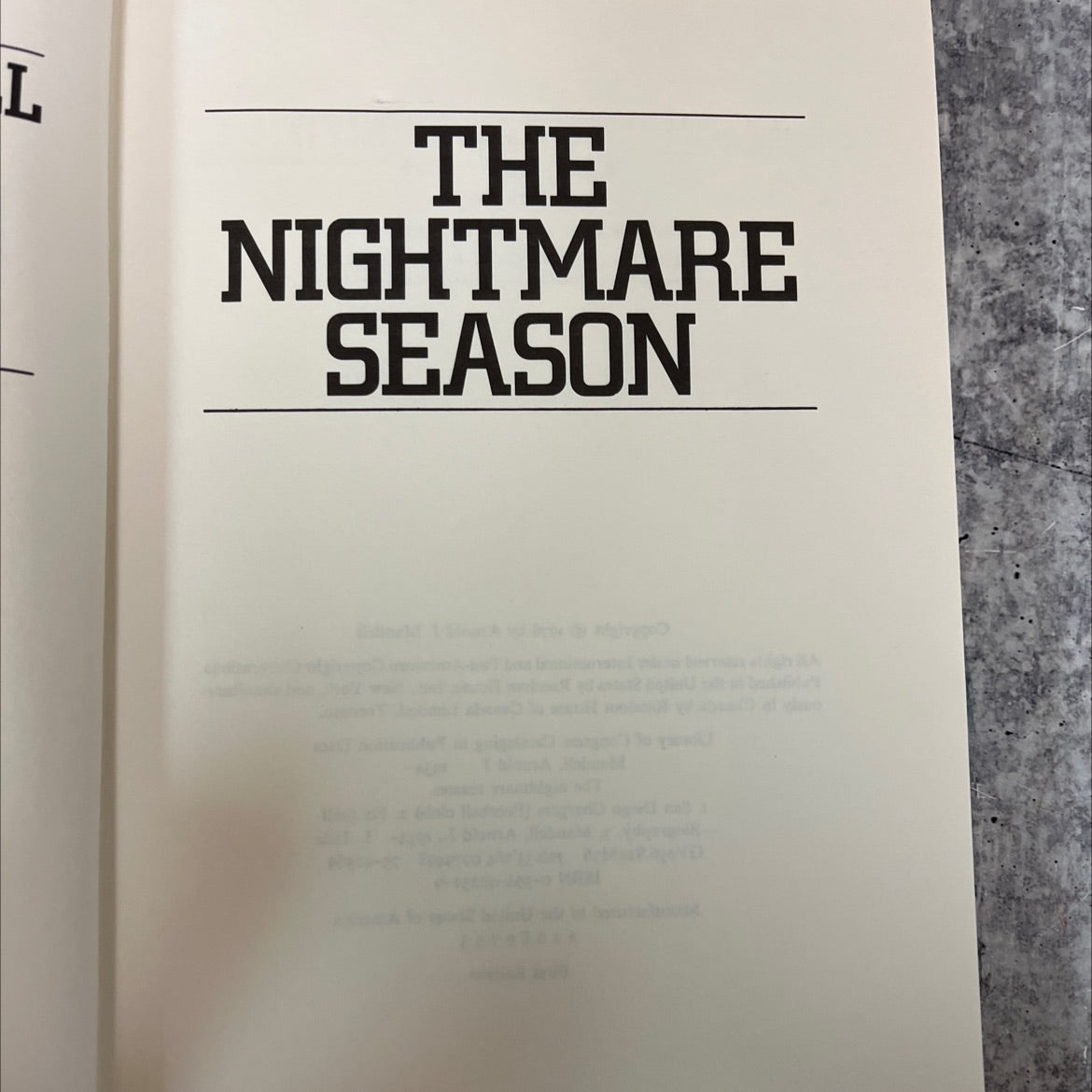 the nightmare season book, by arnold j. mandell, 1976 Hardcover, First Edition image 2