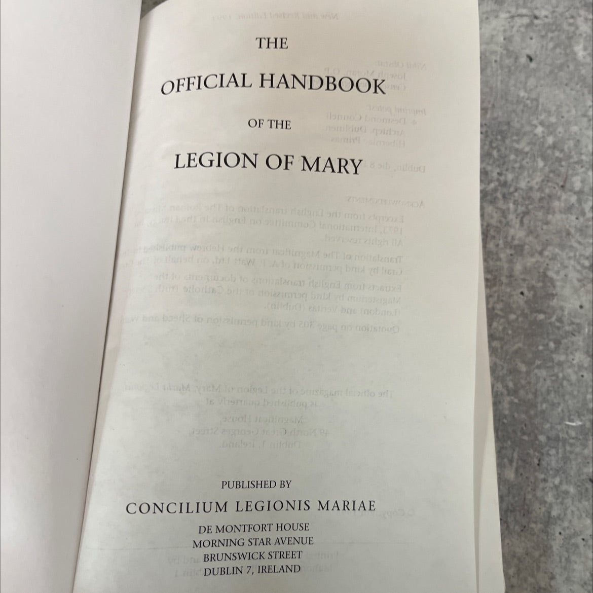 the official handbook of the legion of mary book, by unknown, 1993 Hardcover image 2