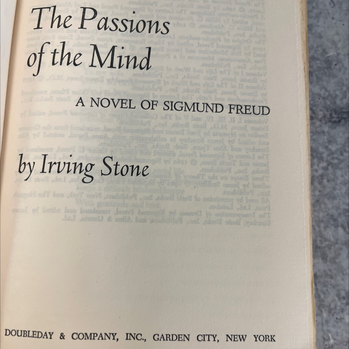 the passions of the mind book, by irving stone, 1971 Hardcover, Vintage image 2