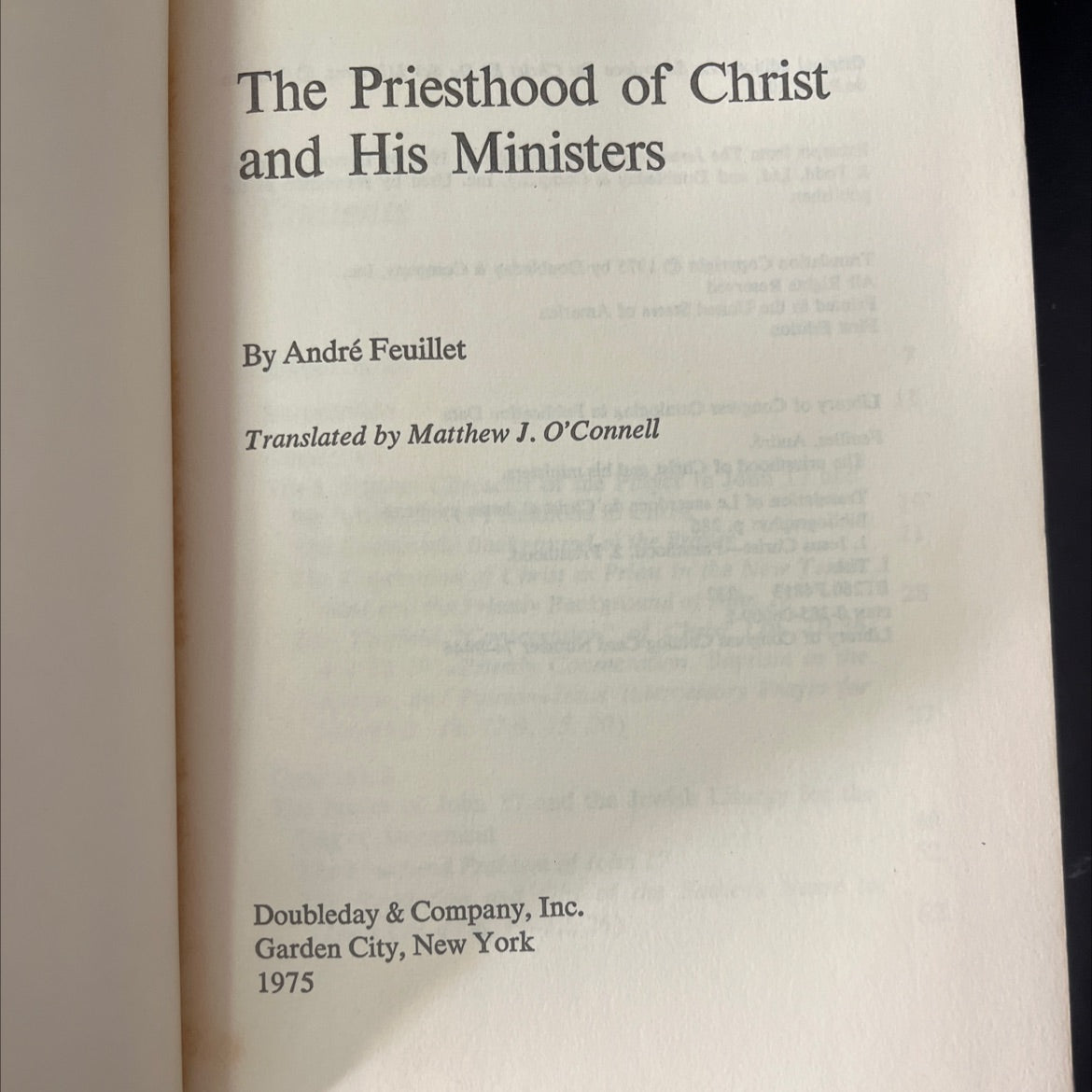 the priesthood of christ and his ministers book, by andré feuillet, 1975 Hardcover, Vintage image 2