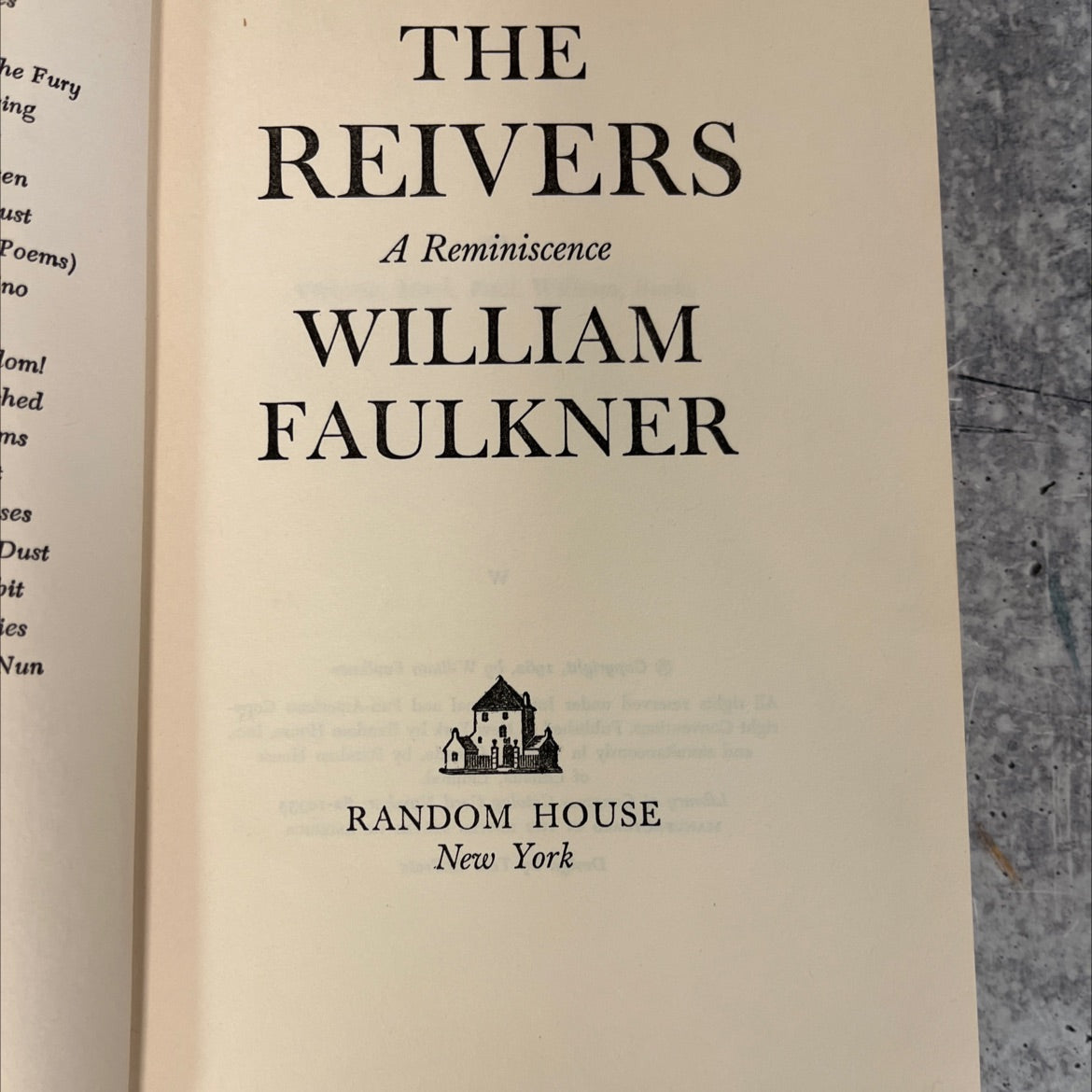 the reivers a reminiscence book, by william faulkner, 1962 Hardcover, Vintage image 2