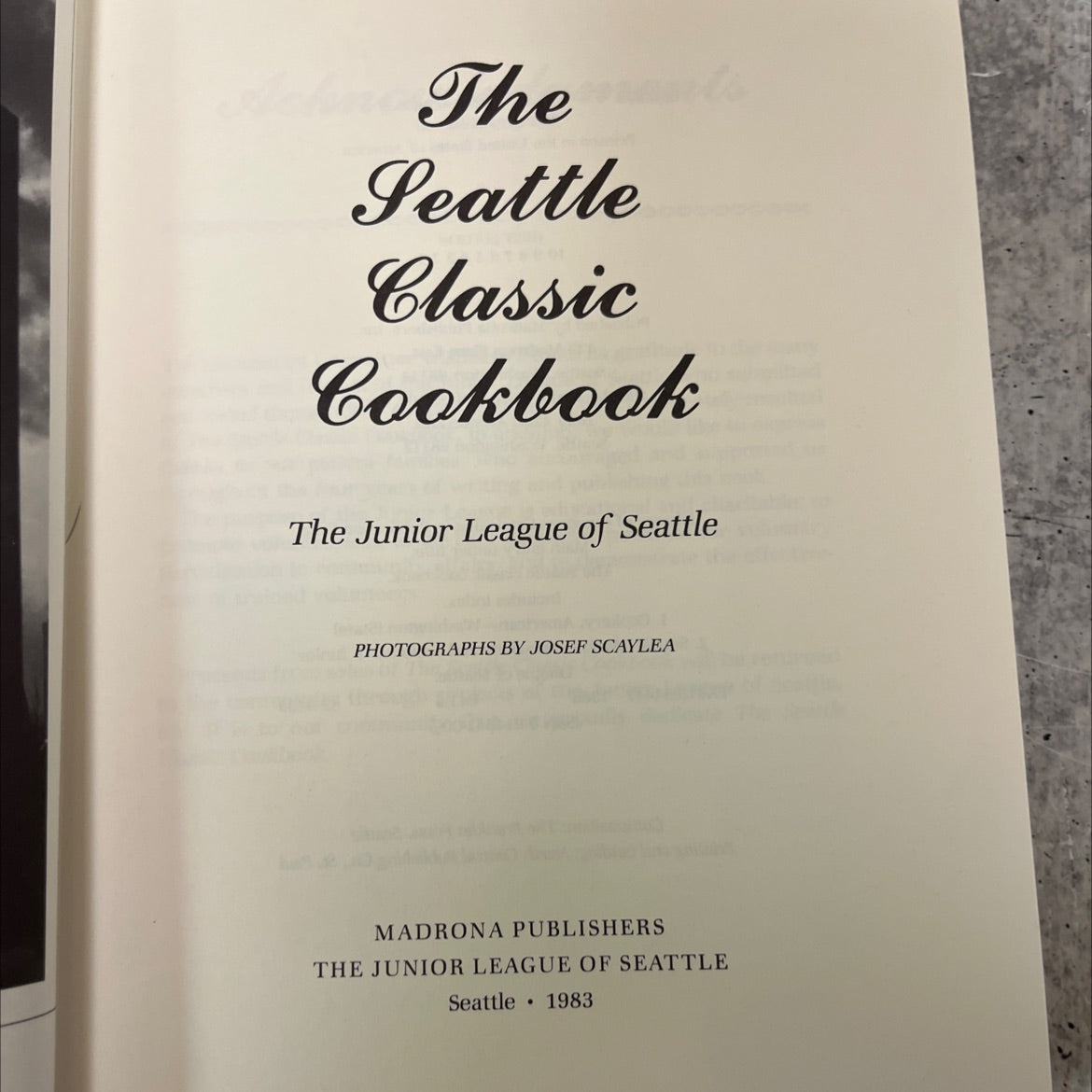 the seattle classic cookbook book, by junior league of seattle, 1983 Hardcover, First Edition, Vintage image 2