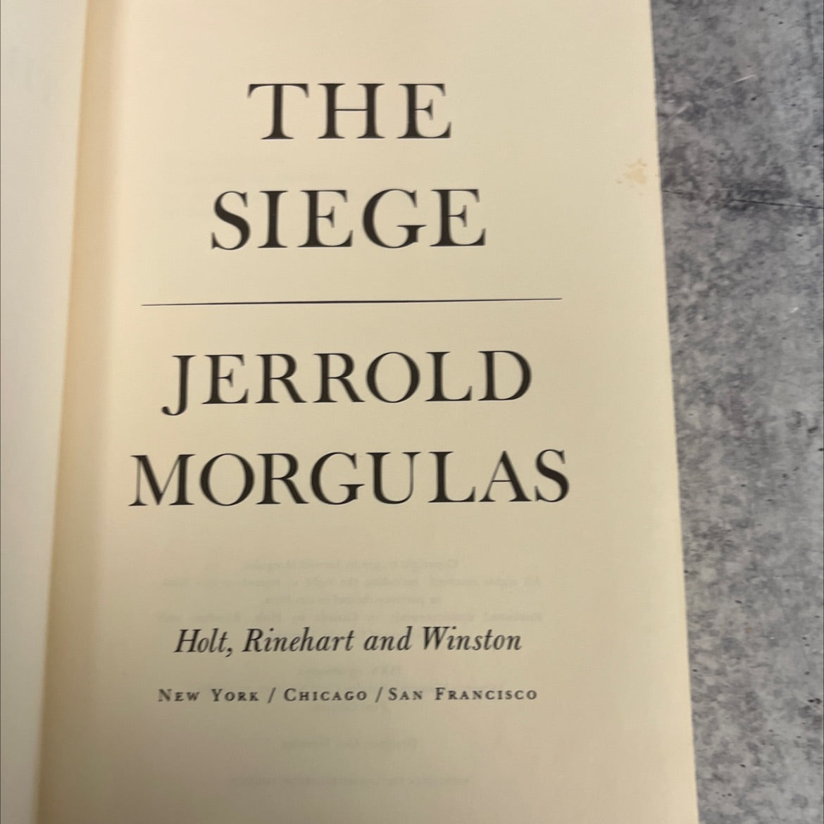 the siege book, by jerrold morgulas, 1972 Hardcover image 2