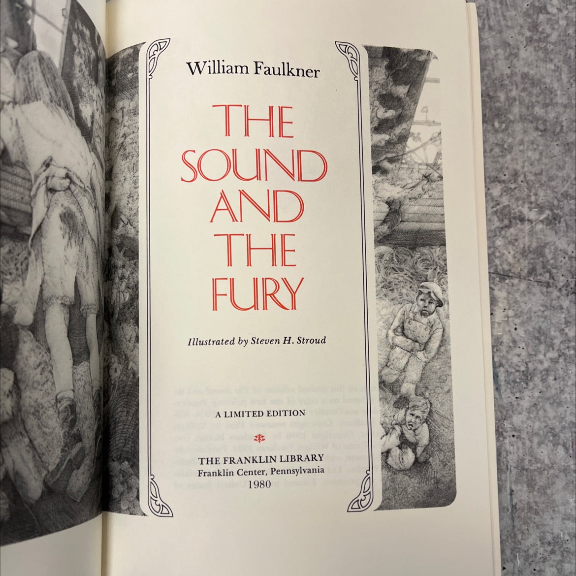 the sound and the fury book, by william faulkner, 1980 Leather, Vintage image 2