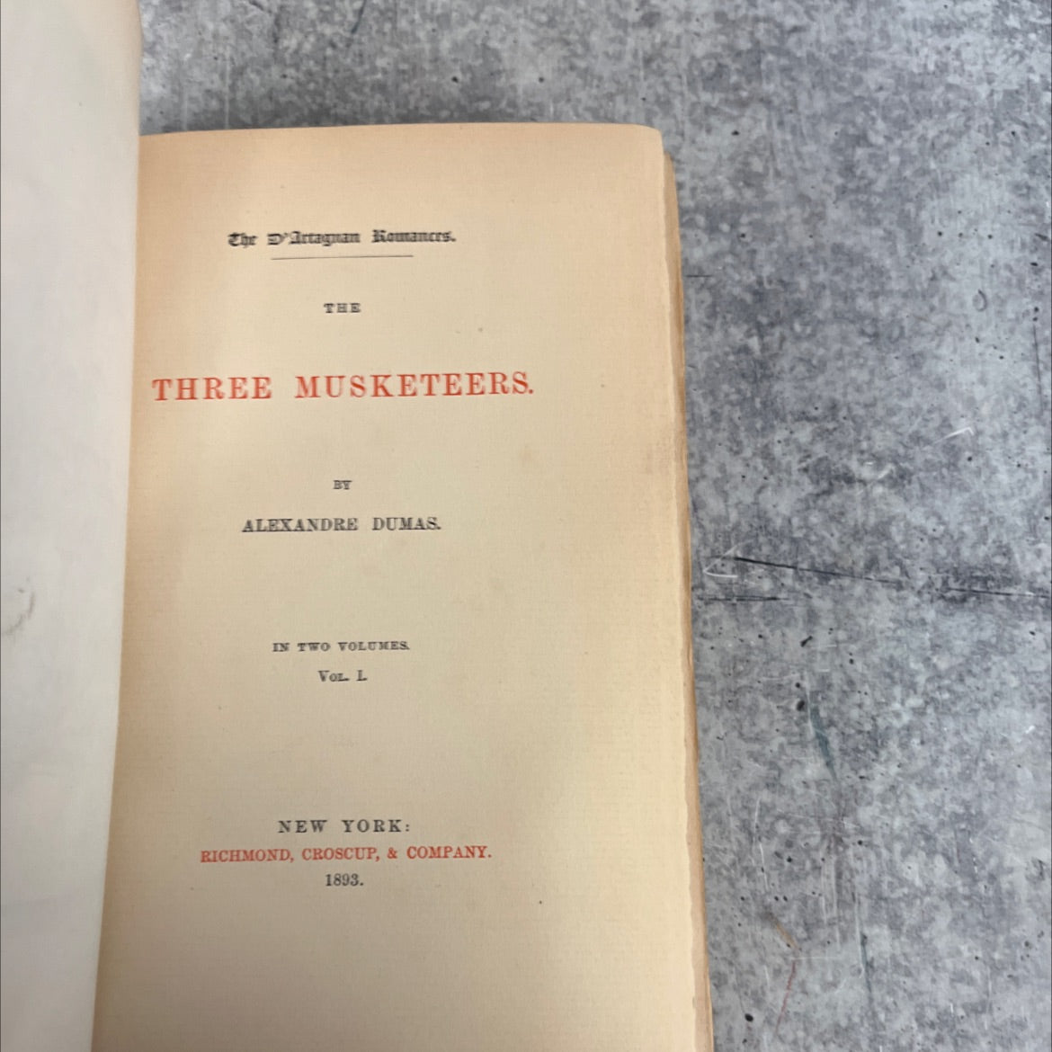 the three musketeers book, by alexandre dumas, 1893 Hardcover image 2