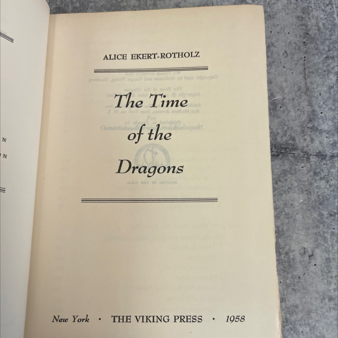 the time of the dragons book, by alice ekert-rotholz, 1958 Hardcover image 2