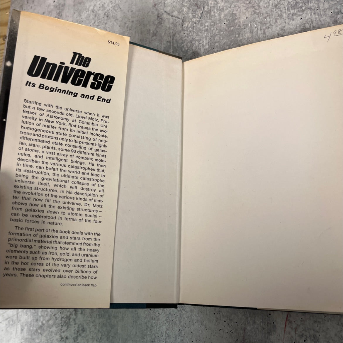 the universe its beginning and end book, by lloyd motz, 1975 Hardcover image 4