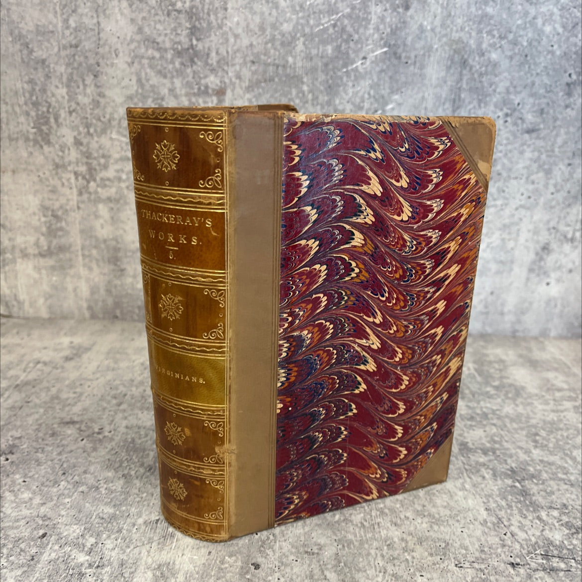 the virginians book, by william makepeace thackeray, 1878 Leather, Rare, Antique image 1