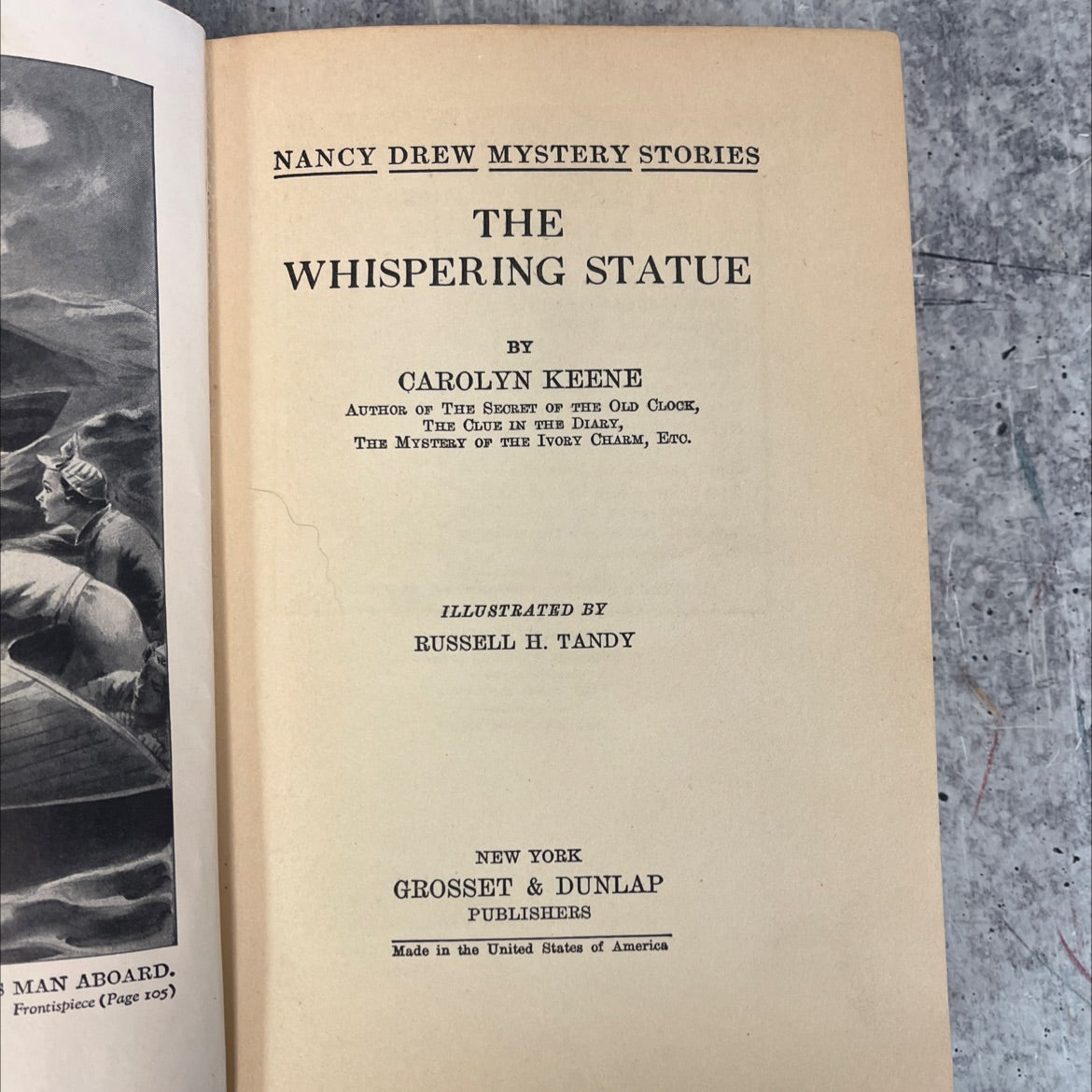 the whispering statue book, by carolyn keene, 1937 Hardcover, Vintage image 2