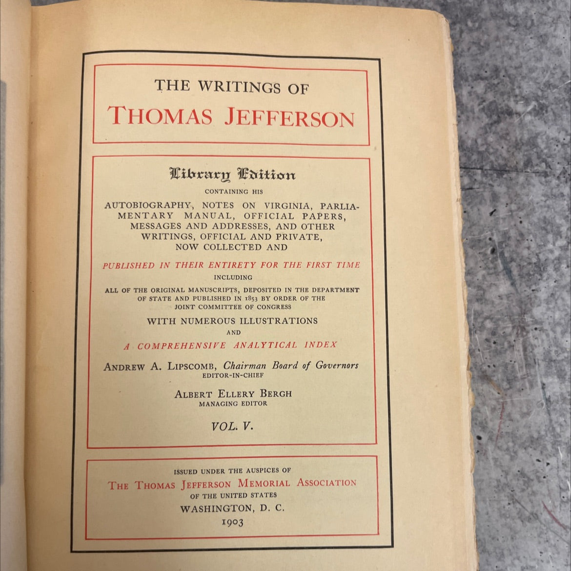 the writings of thomas jefferson book, by thomas jefferson, 1903 Hardcover image 3