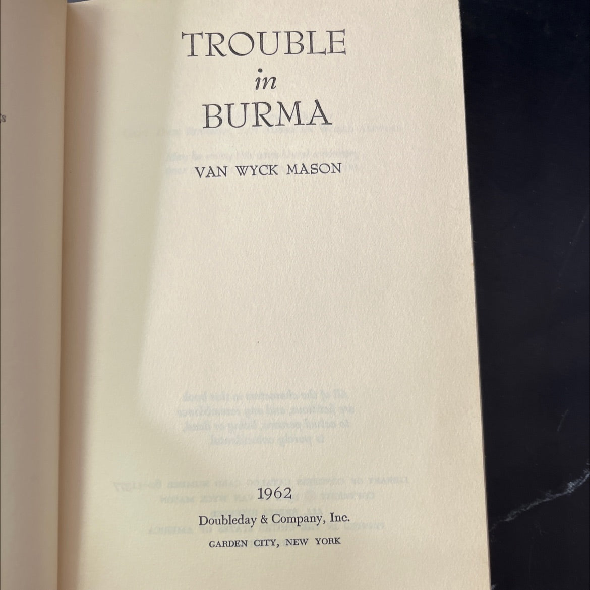 trouble in burma book, by van wyck mason, 1962 Hardcover, First Edition, Vintage image 2