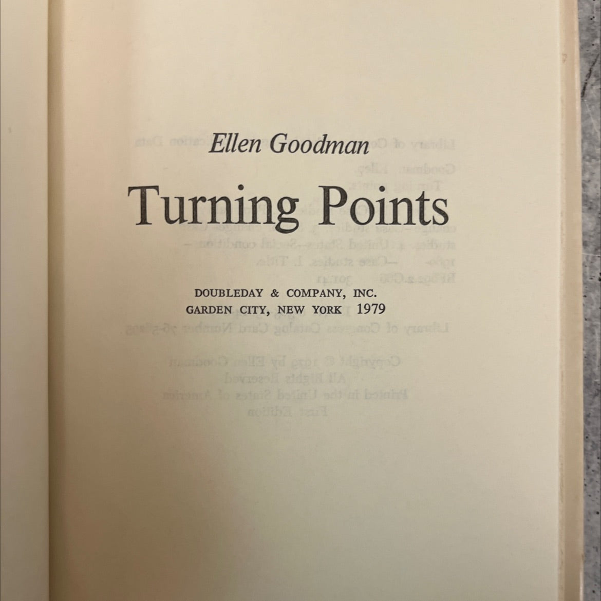 turning points book, by Ellen Goodman, 1979 Hardcover, First Edition, Vintage image 2