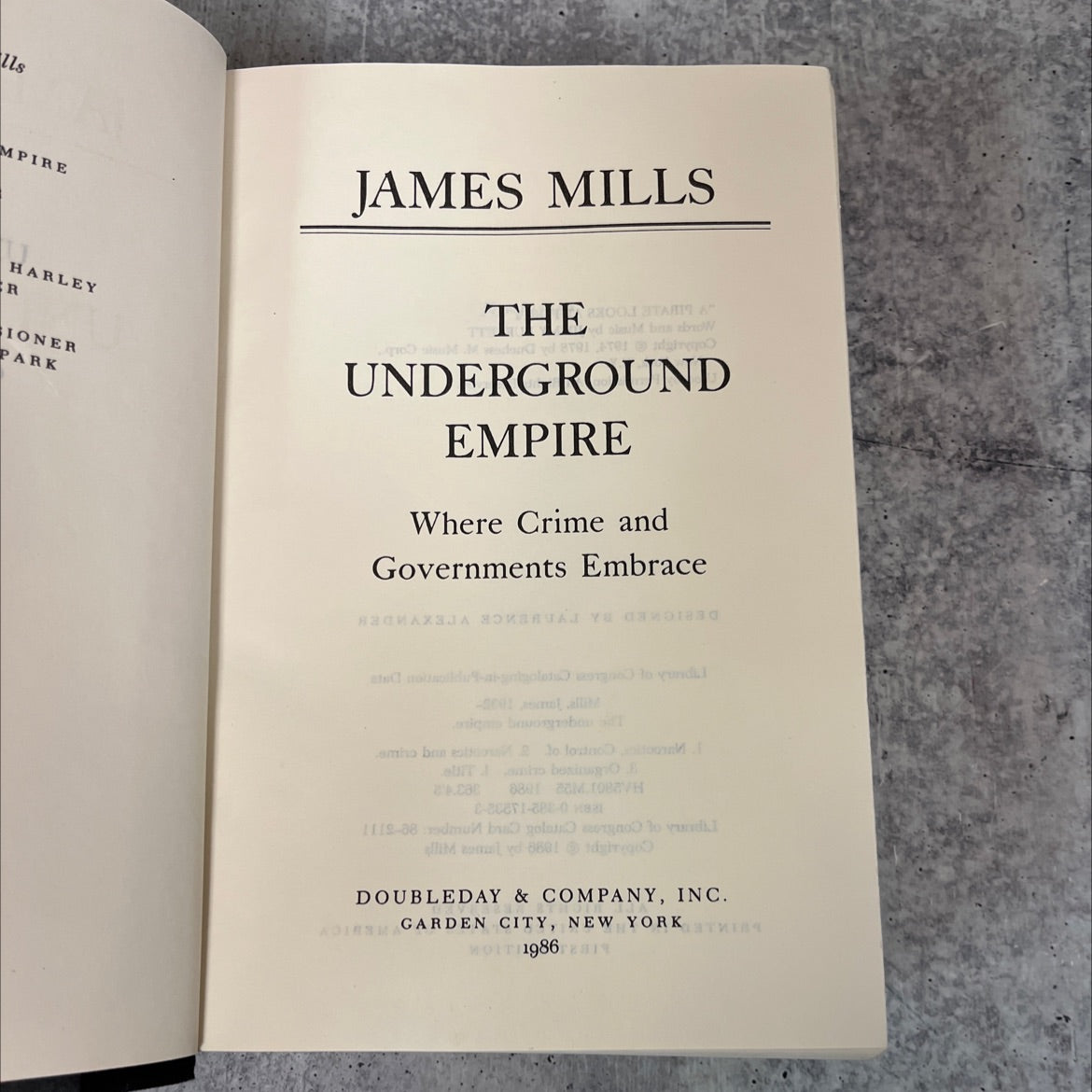 underground empire book, by James Mills, 1986 Hardcover image 2