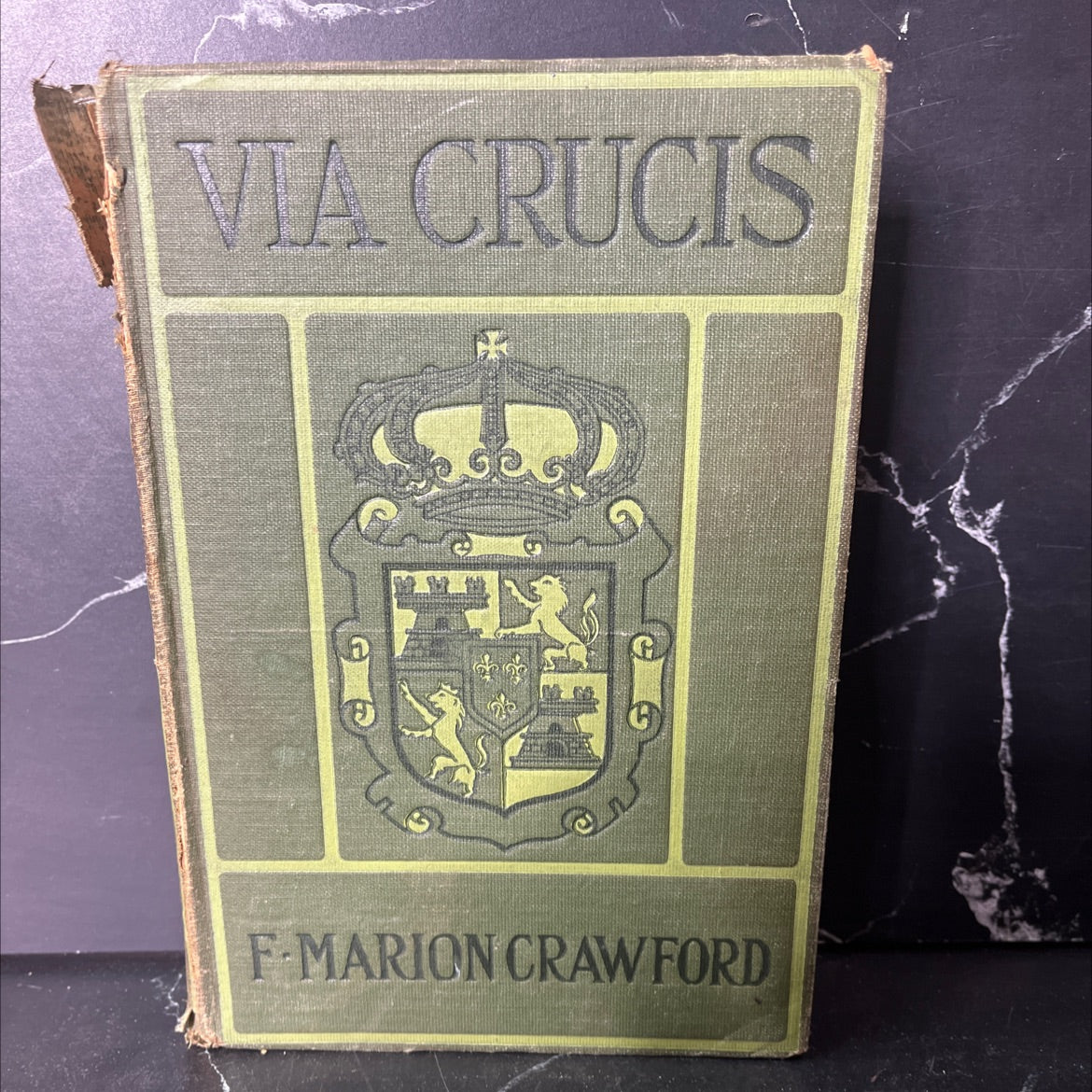 via crucis a romance of the second crusade book, by f. marion crawford, 1906 Hardcover, Antique, Heavily Used image 1