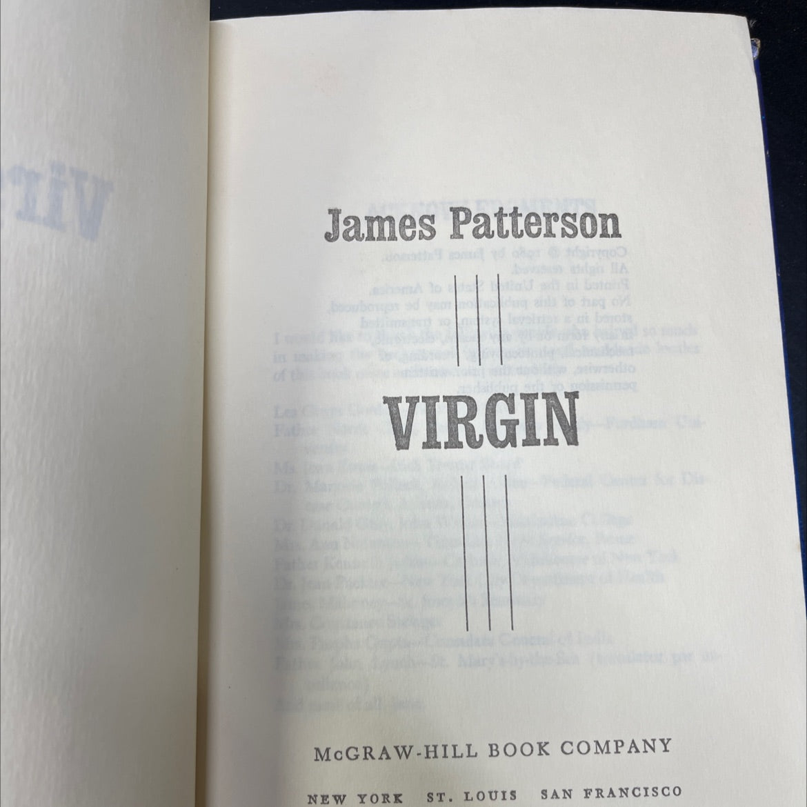 virgin book, by James Patterson, 1980 Hardcover image 2