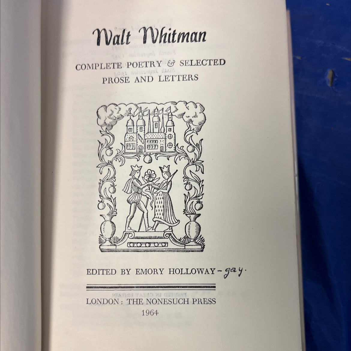 walt whitman complete poetry & selected prose and letters book, by walt whitman, 1964 Hardcover image 2