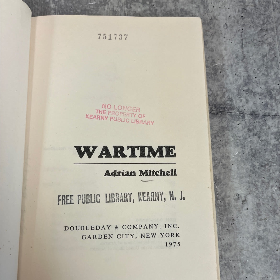 wartime book, by Adrian Mitchell, 1975 Hardcover image 2