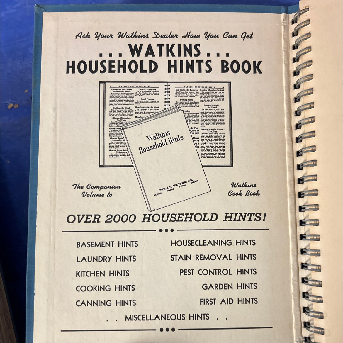 watkins household hints book, by J. R. Watkins Company, 1943 Hardcover image 2