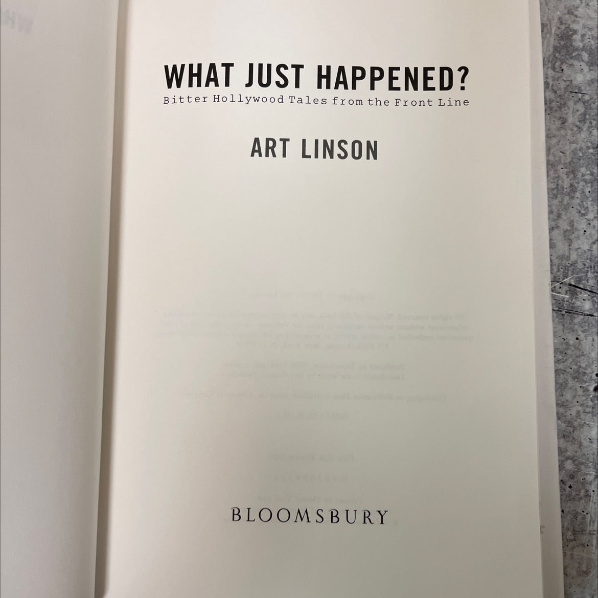 what just happened? bitter hollywood tales from the front line book, by art linson, 2002 Hardcover, First Edition image 2