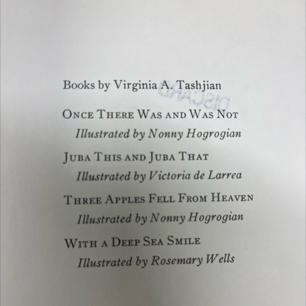 with a deep sea smile book, by Virginia A. Tashjian, Unknown Hardcover image 3